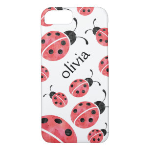 Watercolor Ladybug Personalized iPhone Case