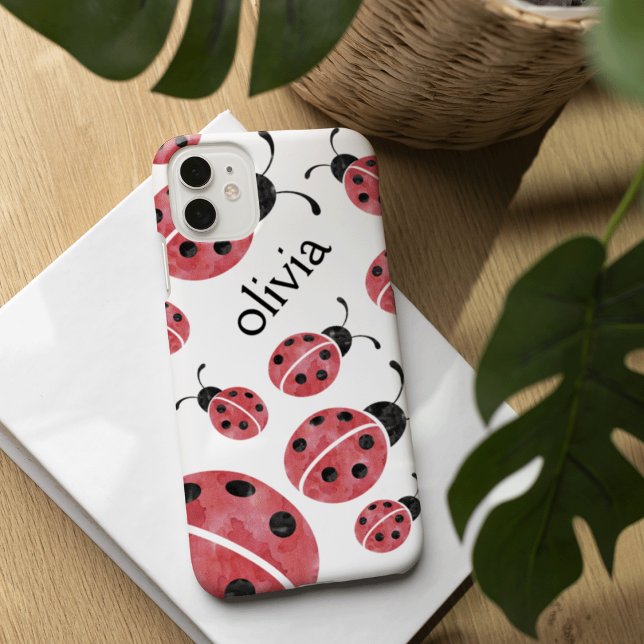 Watercolor Ladybug Personalized iPhone Case (Creator Uploaded)