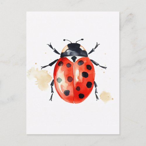 Watercolor Ladybug Postcard