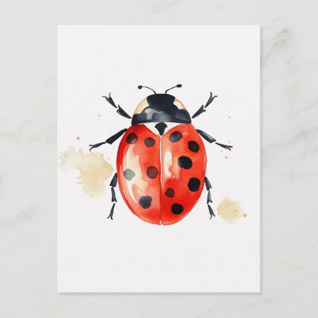 Watercolor Ladybug Postcard (Front)