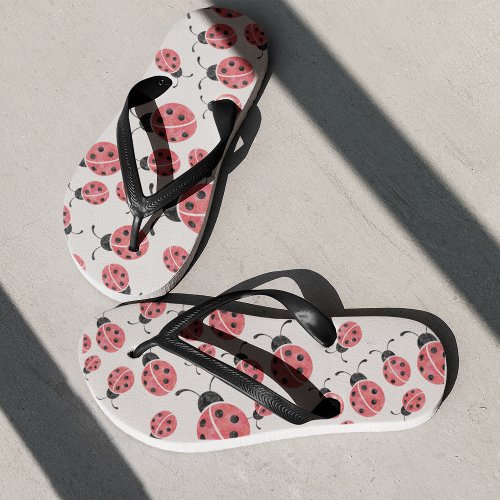 Watercolor Ladybug Print Flops Flip Flops