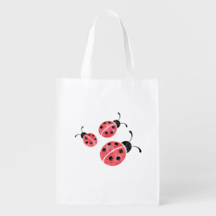 Watercolor Ladybug Reusable Grocery Bag