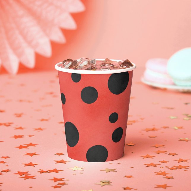 Watercolor Ladybug Spots Party Paper Cups (Watercolor Ladybug Paper Party Cups for a Ladybug Birthday or Ladybug Baby Shower)
