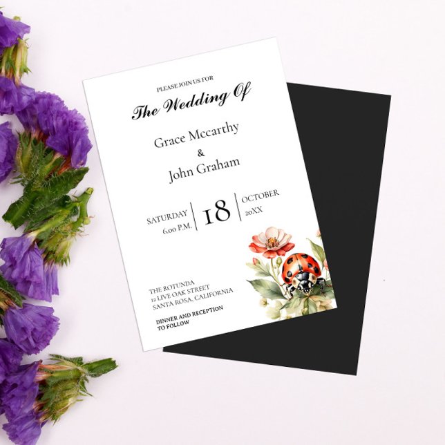Watercolor ladybug wedding invitations (Creator Uploaded)