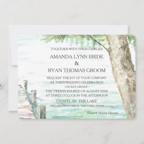 Watercolor Lake and Tree Invitation