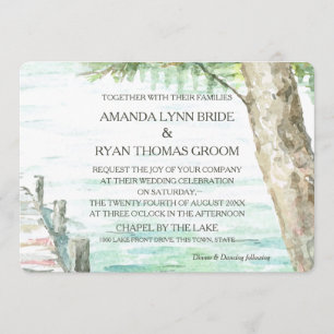 Watercolor Lake and Tree Invitation