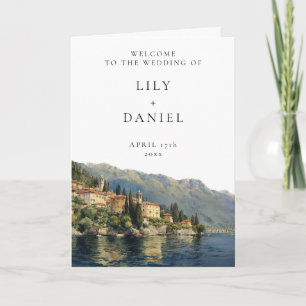 Watercolor Lake Como Elegant Wedding Program