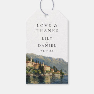 Watercolor Lake Como Italian Wedding Thank You Gift Tags
