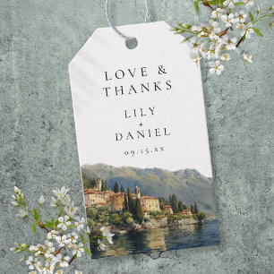 Watercolor Lake Como Italian Wedding Thank You Gift Tags