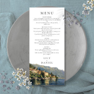 Watercolor Lake Como Italy Destination Wedding Menu