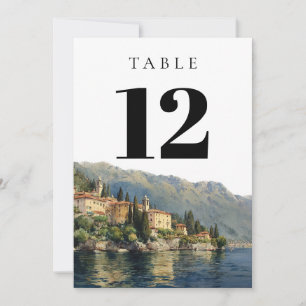 Watercolor Lake Como Italy Table Number