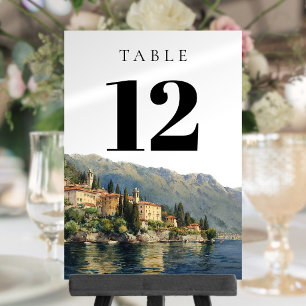 Watercolor Lake Como Italy Table Number