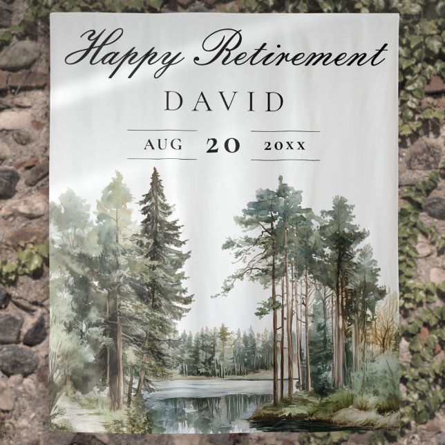 Watercolor Lake Forest Retirement Party Backdrop (Watercolor Lake Forest Retirement Party Backdrop)