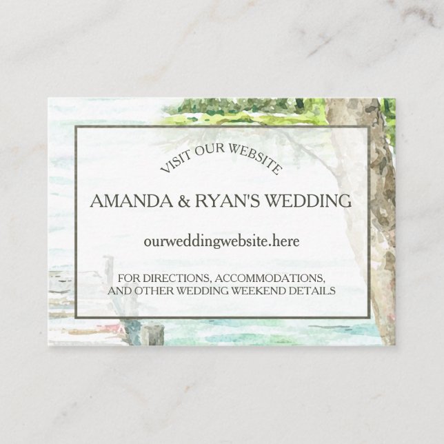Watercolor Lake Wedding Information Insert (Front)