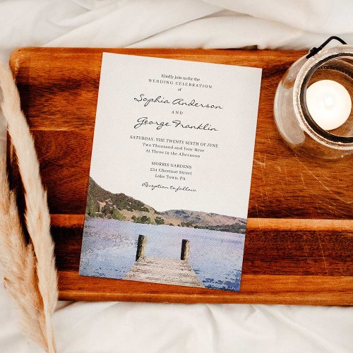 Watercolor Lake Wedding Invitation Card