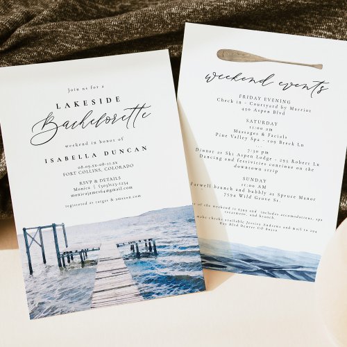 Watercolor Lakeside Bachelorette at the Lake Invitation