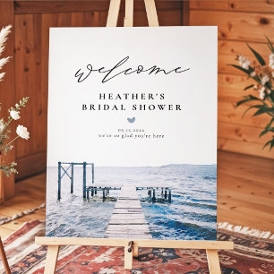 Watercolor Lakeside Lake Bridal Shower Welcome Foam Board