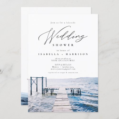 Watercolor Lakeside Lake Wedding Shower Invitation