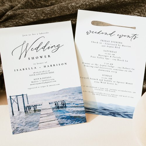 Watercolor Lakeside Lake Wedding Shower Invitation