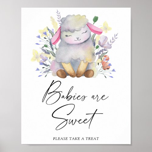Watercolor lamb _ babies are sweet poster
