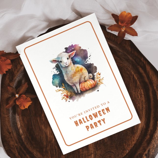 Watercolor Lamb Halloween Invitation Card (Creator Uploaded)