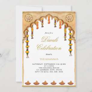 Watercolor lamps Diwali Party Holiday Card