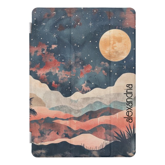 Watercolor Landscape Abstract Painterly With Name iPad Pro Cover (Front)