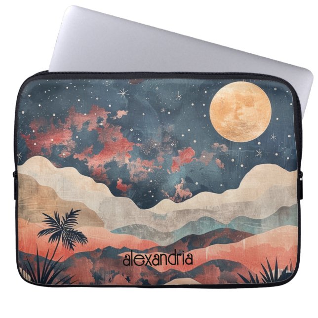 Watercolor Landscape Abstract Painterly With Name Laptop Sleeve (Front)