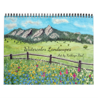 Watercolor landscape art wall calendar