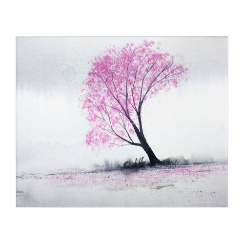 watercolor landscape asian tree cherry blossom   acrylic print