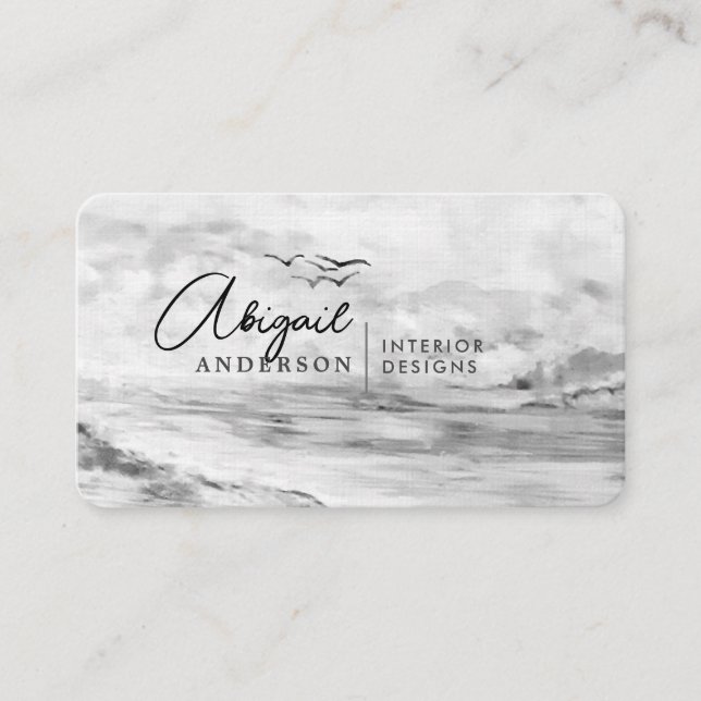 Watercolor Landscape Black Professional Signature Business Card (Front)