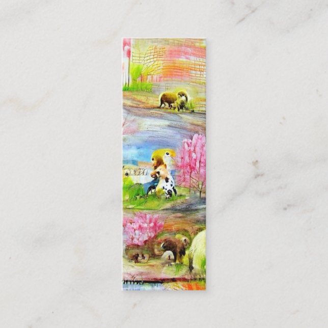 Watercolor Landscape Bookmark  Mini Business Card (Front)