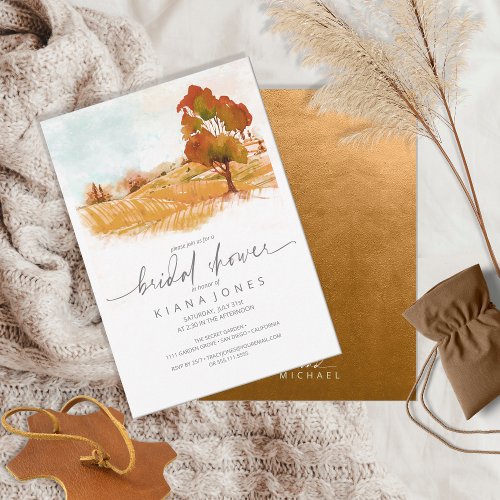 Watercolor Landscape Bridal Shower Autumn ID786 Invitation