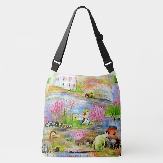 Watercolor Landscape  Crossbody Bag (Front)