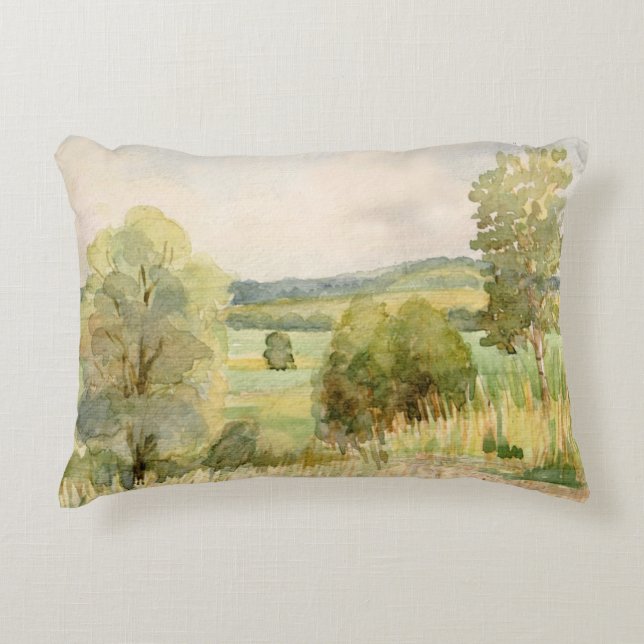 Watercolor Landscape Decorative Pillow (Front)