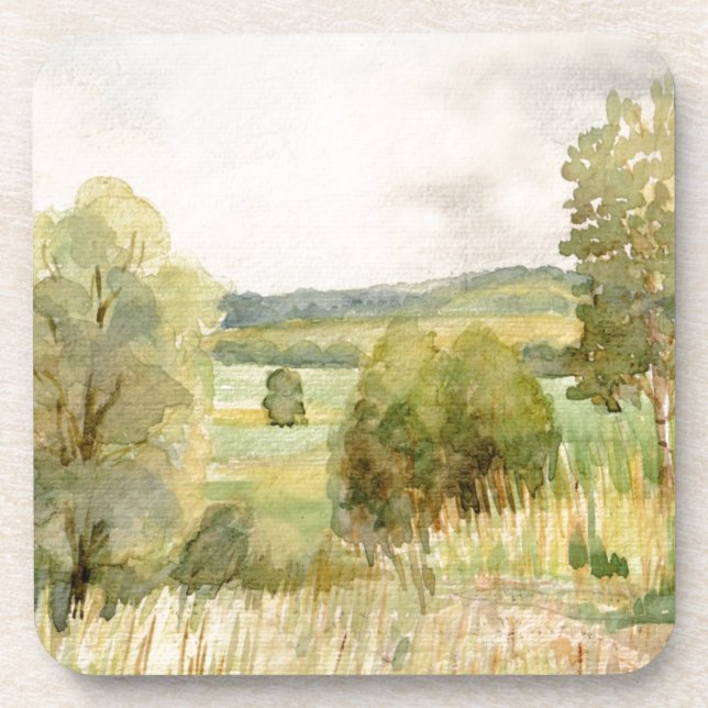 Watercolor Landscape Drink Coaster (Front)