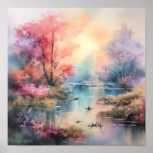 Watercolor landscape I Poster