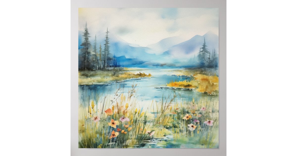 Watercolor Landscape III Poster | Zazzle