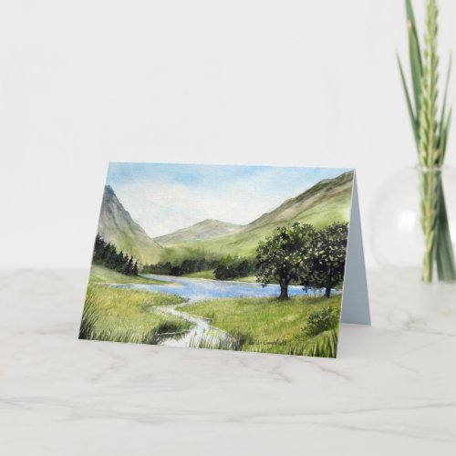 Watercolor Landscape Lake Buttermere Cumbria Thank You Card