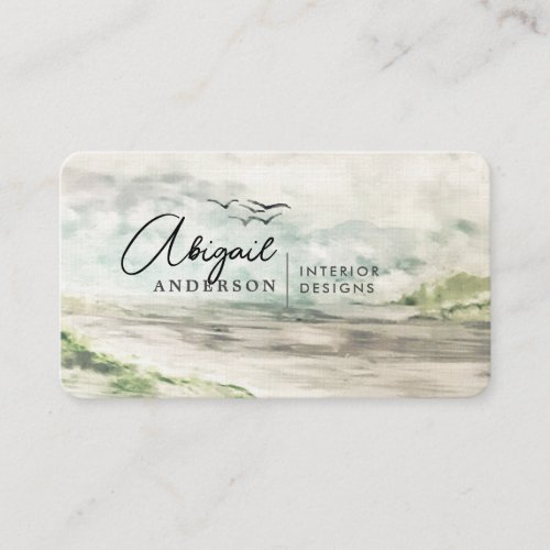 Watercolor Landscape Luxury Professional Signature Business Card