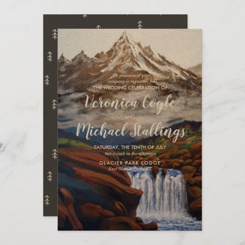 Watercolor Landscape Montana Wedding Invitation