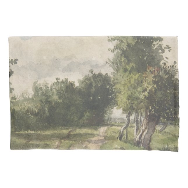 Watercolor Landscape of Path - Constant Troyon Pillow Case (Front)