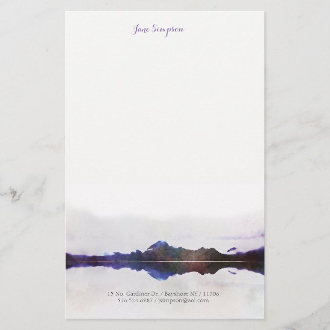 watercolor landscape personal stationary stationery (Front)