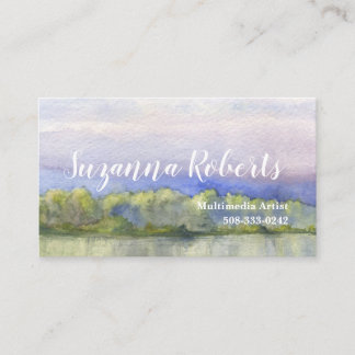 Watercolor Landscape QR Business Card