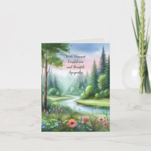 Watercolor Landscape Sympathy Letterpress Thank You Card