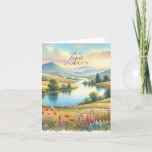 Watercolor Landscape Sympathy Letterpress Thank You Card