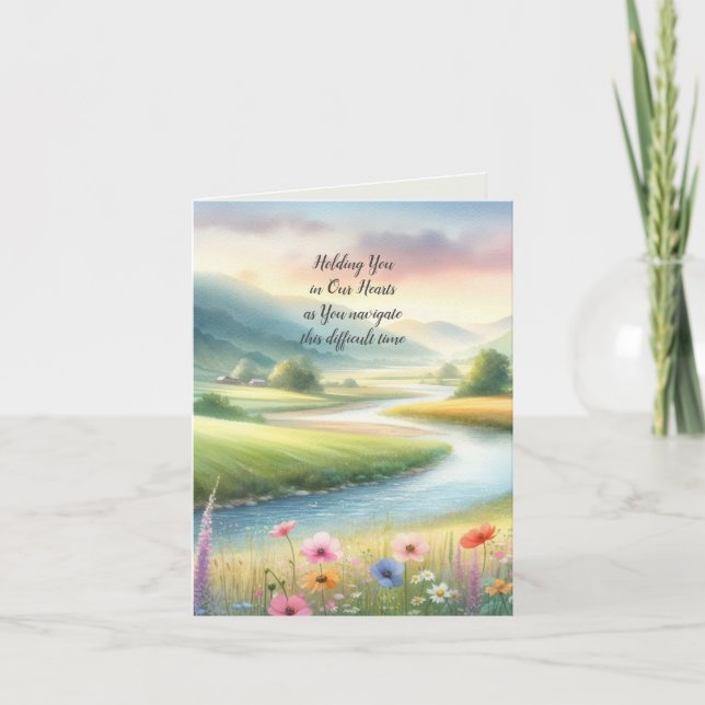 Watercolor Landscape Sympathy Thank You Card (Front)