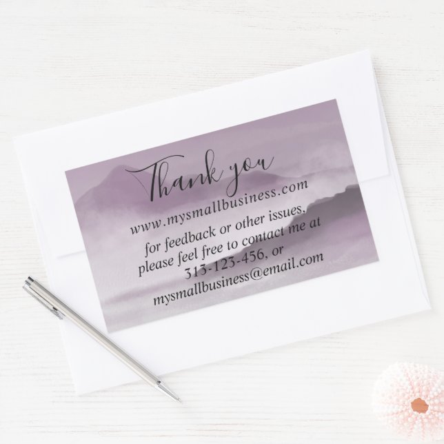 watercolor landscape thank you business info recta rectangular sticker (Envelope)