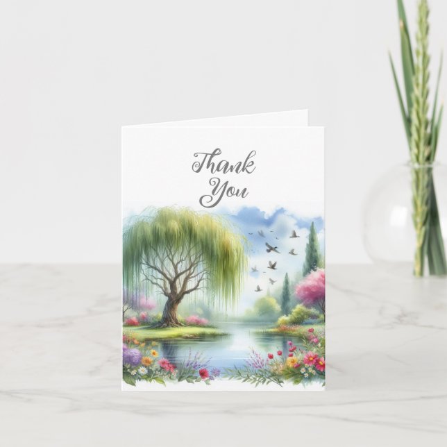 Watercolor Landscape Thank You Card (Front)