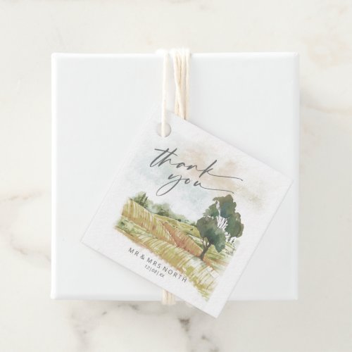 Watercolor Landscape Thank You Sage Green ID786 Favor Tags